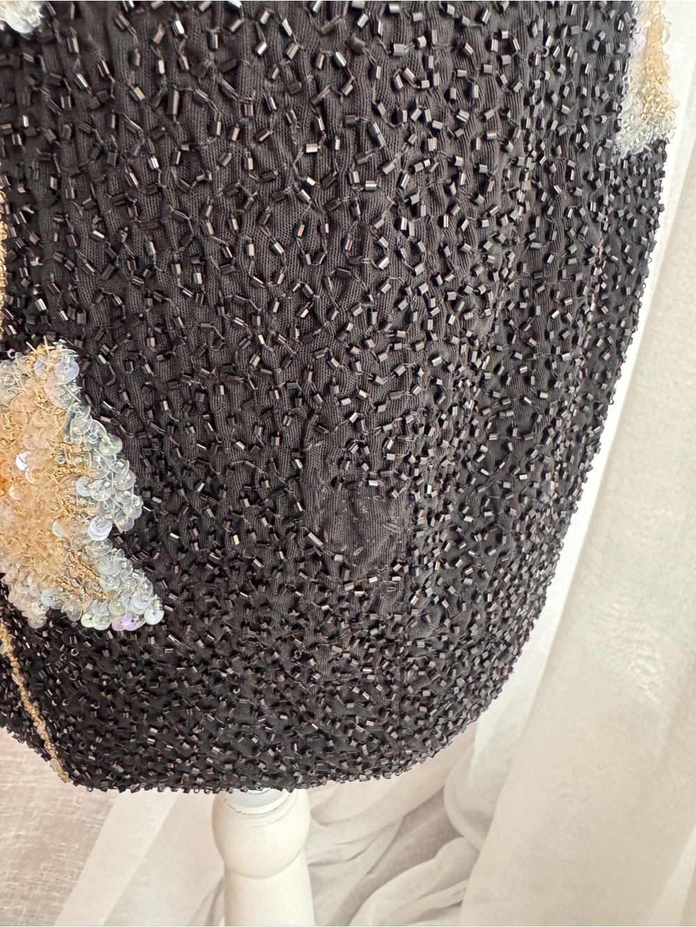 STAUD Beaded Floral Mini Dress Black Size S - Picture 6 of 9